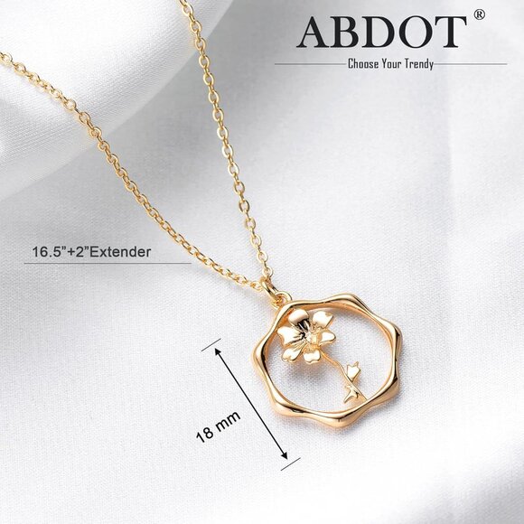 Gold Necklace for Women Layered Birth Flower Necklaces 18K Gold Plated Custom Bi - Picture 4 of 7